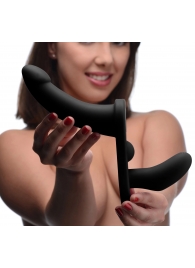 Черный вибрострапон Double Take 10X Double Penetration Vibrating Strap-on Harness - XR Brands - купить с доставкой в Тамбове
