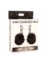 Зажимы для сосков с черным помпонами Pom Pom Nipple Clamps - XR Brands - купить с доставкой в Тамбове