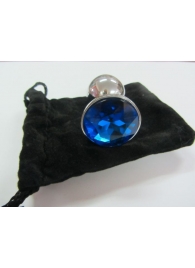 Анальное украшение BUTT PLUG  Small с синим кристаллом - 7 см. - Anal Jewelry Plug - купить с доставкой в Тамбове