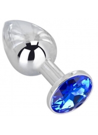 Анальное украшение BUTT PLUG  Small с синим кристаллом - 7 см. - Anal Jewelry Plug - купить с доставкой в Тамбове