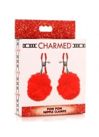 Красные зажимы на соски с помпонами Pom Pom - XR Brands - купить с доставкой в Тамбове