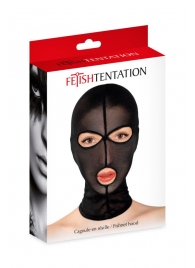 Черная сетчатая маска на голову с отверстиями для глаз и рта - Fetish Tentation - купить с доставкой в Тамбове