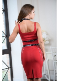 Черно-серебристая портупея-юбка plus size с цепочками - БДСМ Арсенал - купить с доставкой в Тамбове