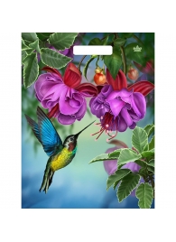 Пакет с принтом в виде колибри в цветах с вырубной ручкой (31х40 см) - Сима-Ленд - купить с доставкой в Тамбове