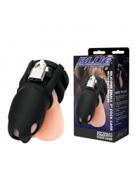 Черная клетка для пениса Silicone Small 2 in Cock Cage With Ball Divider - BlueLine - купить с доставкой в Тамбове