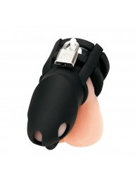 Черная клетка для пениса Silicone Small 2 in Cock Cage With Ball Divider - BlueLine - купить с доставкой в Тамбове