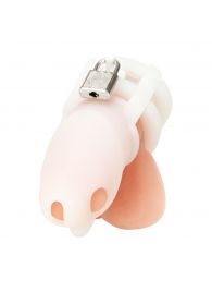Белая клетка для пениса Silicone Small 2 in Cock Cage With Ball Divider - BlueLine - купить с доставкой в Тамбове