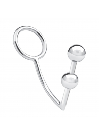 Кольцо на пенис с анальным стимулятором Two Bead Stainless Steel Anal Hook   Cock Ring - BlueLine - в Тамбове купить с доставкой