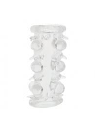 Прозрачная насадка на пенис с шипами и бугорками JELLY JOY LUST CLUSTER CLEAR - Dream Toys - в Тамбове купить с доставкой
