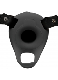 Черный полый страпон с вибрацией 2’’ Erection 28X Smooth Vibrating Silicone Penis Sheath - XR Brands - купить с доставкой в Тамбове