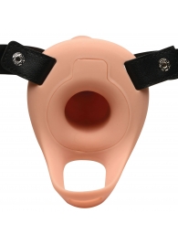 Телесный полый страпон 2  Erection 28X Smooth Vibrating Silicone Penis Sheath - 16 см. - XR Brands - купить с доставкой в Тамбове