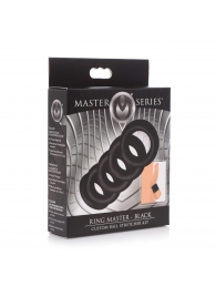 Комплект из 5 черных эрекционных колец для мошонки Ring Master Custom Ball Stretcher Kit - XR Brands - в Тамбове купить с доставкой
