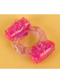 Фиолетовое виброкольцо с двумя вибропульками - Toyfa Basic - в Тамбове купить с доставкой