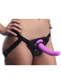 Лиловый поясной страпон Navigator Silicone G-Spot Dildo with Harness - 17,8 см. - XR Brands - купить с доставкой в Тамбове