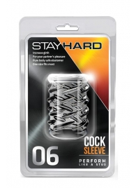 Прозрачная насадка с объёмными чёрточками STAY HARD COCK SLEEVE 06 CLEAR - Blush Novelties - в Тамбове купить с доставкой
