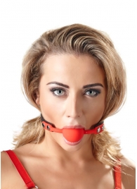 Силиконовый кляп-шар на чёрных ремешках Red Gag silicone - Orion - купить с доставкой в Тамбове
