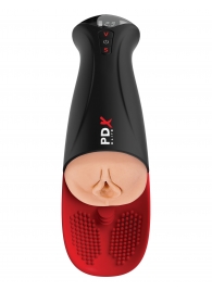 Телесный мастурбатор-вагина в черной колбе с вибрацией Fuck-O-Matic Pro XL - Pipedream - в Тамбове купить с доставкой