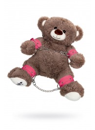 Бондажный набор: бурый мишка с розовыми оковами и наручниками - Pecado - купить с доставкой в Тамбове