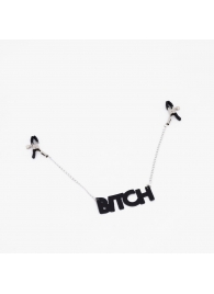 Зажимы на соски с кожаной подвеской Bitch - Crazy Handmade - купить с доставкой в Тамбове