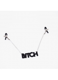 Зажимы на соски с кожаной подвеской Bitch - Crazy Handmade - купить с доставкой в Тамбове