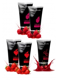 Набор из 5 съедобных лубрикантов JUJU (клубника х 2, малина х 2, вишня) - JuJu - купить с доставкой в Тамбове