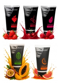 Набор из 5 съедобных лубрикантов JUJU (клубника, малина, тропические фрукты, вишня, грейпфрут) - JuJu - купить с доставкой в Тамбове