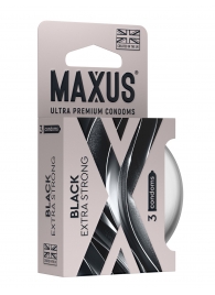 Черные утолщенные презервативы MAXUS Extra Strong с железным кейсом - 3 шт. - Maxus - купить с доставкой в Тамбове