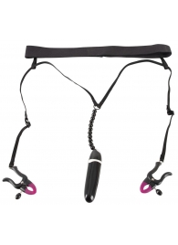 Женские вибростринги с зажимами для половых губ Spreader String with Vibrator - Orion - купить с доставкой в Тамбове