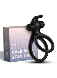 Черное эрекционное виброкольцо с подхватом мошонки Stay Hard - Boys of Toys - в Тамбове купить с доставкой