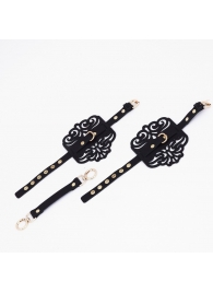 Черный фигурные оковы с золотистой фурнитурой - Crazy Handmade - купить с доставкой в Тамбове