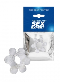 Прозрачное эрекционное кольцо с 6 стимулирующими шариками - Sex Expert - в Тамбове купить с доставкой