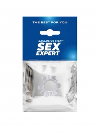 Прозрачное эрекционное кольцо с шариками и шипами - Sex Expert - в Тамбове купить с доставкой