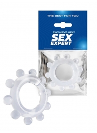 Прозрачное эрекционное кольцо со стимулирующими шариками - Sex Expert - в Тамбове купить с доставкой