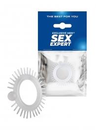 Эластичное эрекционное кольцо с шипиками и шариком - Sex Expert - в Тамбове купить с доставкой