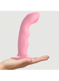 Розовая насадка-стимулятор Strap-On-Me Tapping Dildo Wave - Strap-on-me - купить с доставкой в Тамбове
