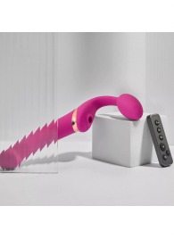 Ярко-розовый безремневой страпон Multi Orgasm Bendable Strap-On size L с клиторальной стимуляцией - Strap-on-me - купить с доставкой в Тамбове