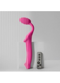 Ярко-розовый безремневой страпон Strap-on-me Vibrating Bendable Strap-On size L - Strap-on-me - купить с доставкой в Тамбове