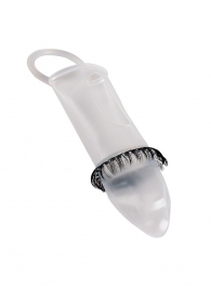 Закрытая насадка на пенис с подхватом мошонки и стимулирующими «ресничками» - Sextaz - в Тамбове купить с доставкой