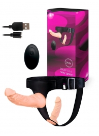 Женский страпон с 2 насадками, вибрацией и пультом ДУ - Erowoman-Eroman - купить с доставкой в Тамбове