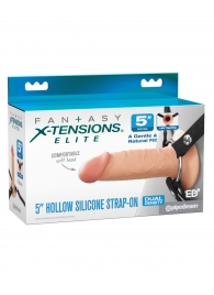 Телесный пустотелый фаллопротез 5’’ Hollow Silicone Strap-On - 14 см. - Pipedream - купить с доставкой в Тамбове