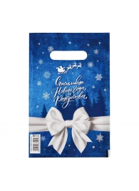 Сине-белый подарочный новогодний пакет с вырубной ручкой (20х30 см) - Сима-Ленд - купить с доставкой в Тамбове