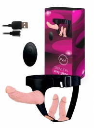 Женский страпон с 3 насадками и вибрацией - Erowoman-Eroman - купить с доставкой в Тамбове