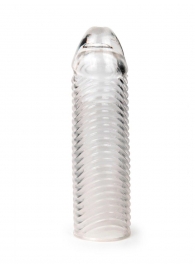 Прозрачная закрытая насадка на пенис с ребрышками - 16 см. - Sex Expert - в Тамбове купить с доставкой