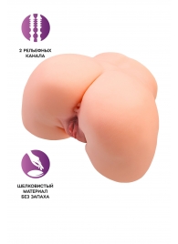 Телесный мастурбатор в форме попки с 2 любовными входами - No Name - в Тамбове купить с доставкой