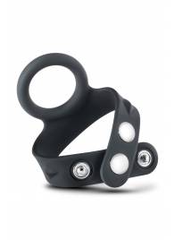 Черное эрекционное кольцо с подхватом мошонки на кнопках VS6 - Blush Novelties - в Тамбове купить с доставкой