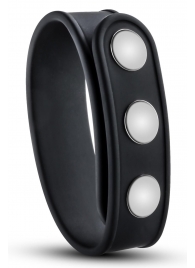 Черное эрекционное кольцо на кнопках - Blush Novelties - в Тамбове купить с доставкой