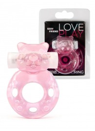 Розовое эрекционное виброкольцо в форме мишки - 1137 - в Тамбове купить с доставкой