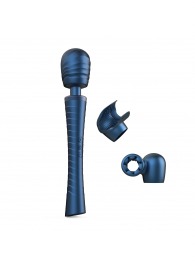 Синий вибромассажёр с насадками Man.wand Edgy - Manwan - в Тамбове купить с доставкой