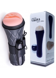 Телесный мастурбатор-вагина в черной колбе с вибрацией - Boys of Toys - в Тамбове купить с доставкой