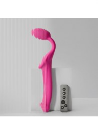 Ярко-розовый безремневой страпон Strap-on-me Vibrating Bendable Strap-On size M - Strap-on-me - купить с доставкой в Тамбове